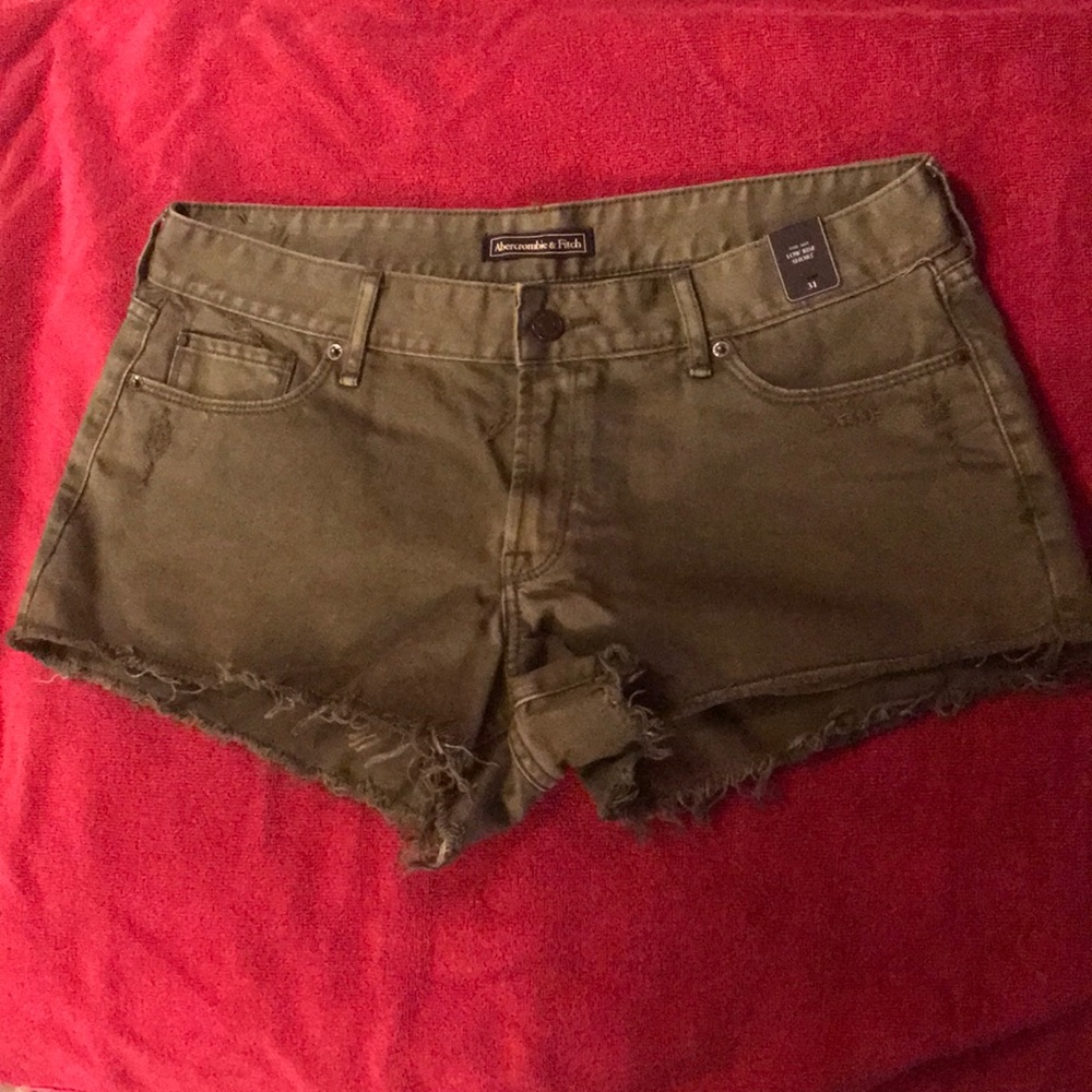 Abercrombie & Fitch khaki denim cut-off shorts